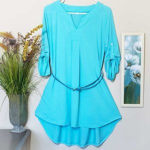 Women's Fashion V-neck, Aqua Color Dress, One Size